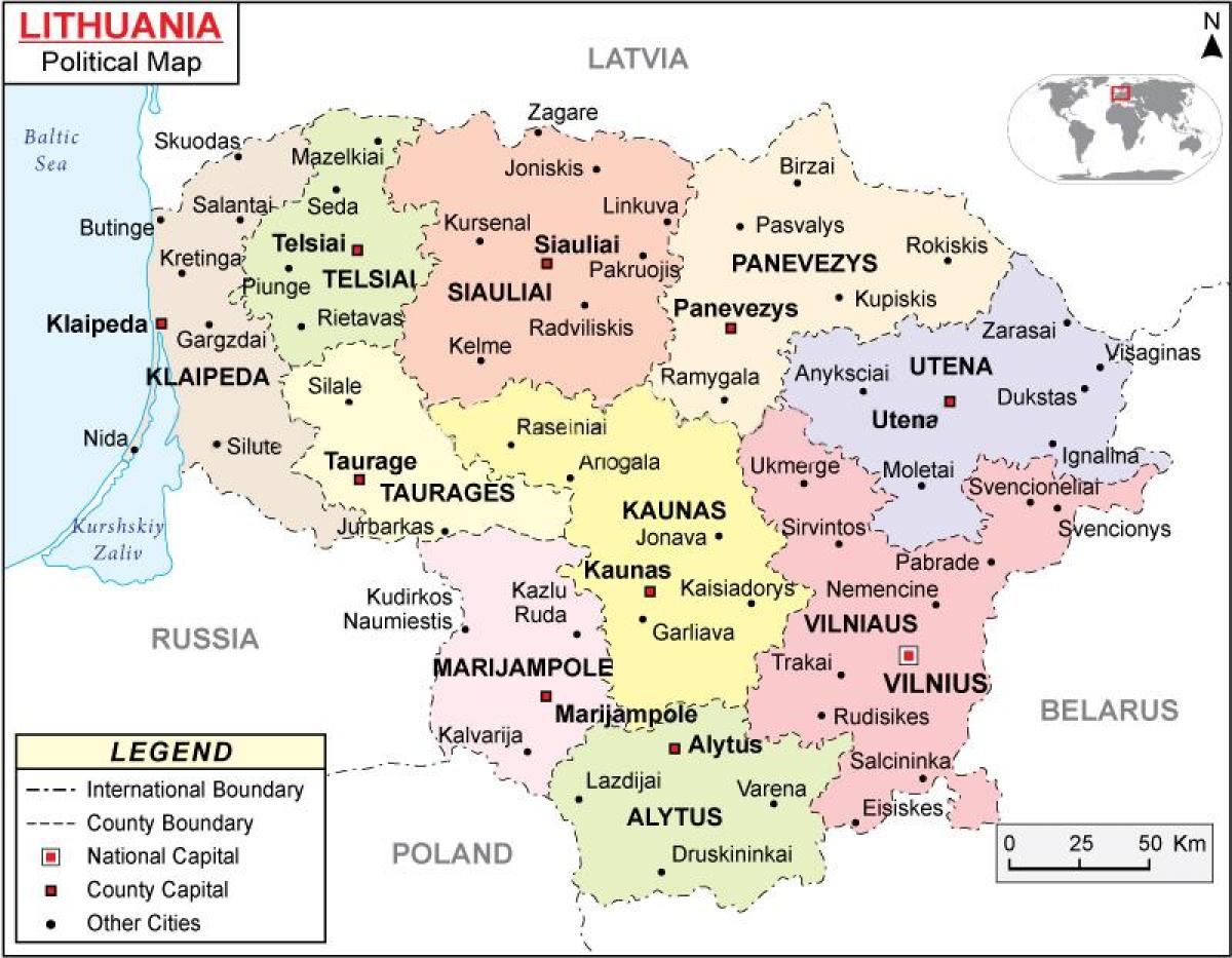 Karte Lietuva politisko