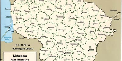 Karte karte ar pilsētām Lietuvā