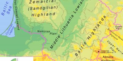 Karte Lietuva fizisko